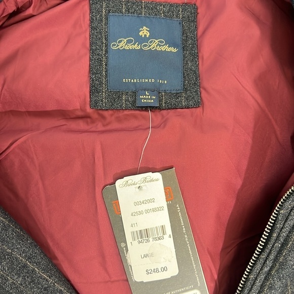 Brooks Brothers Grey Pinstripe Thermore Vest - Picture 5 of 8